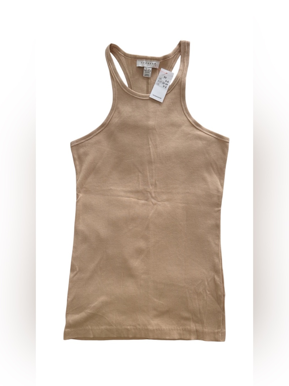 Topshop Women's Black High Neck Ribbed Tank Top